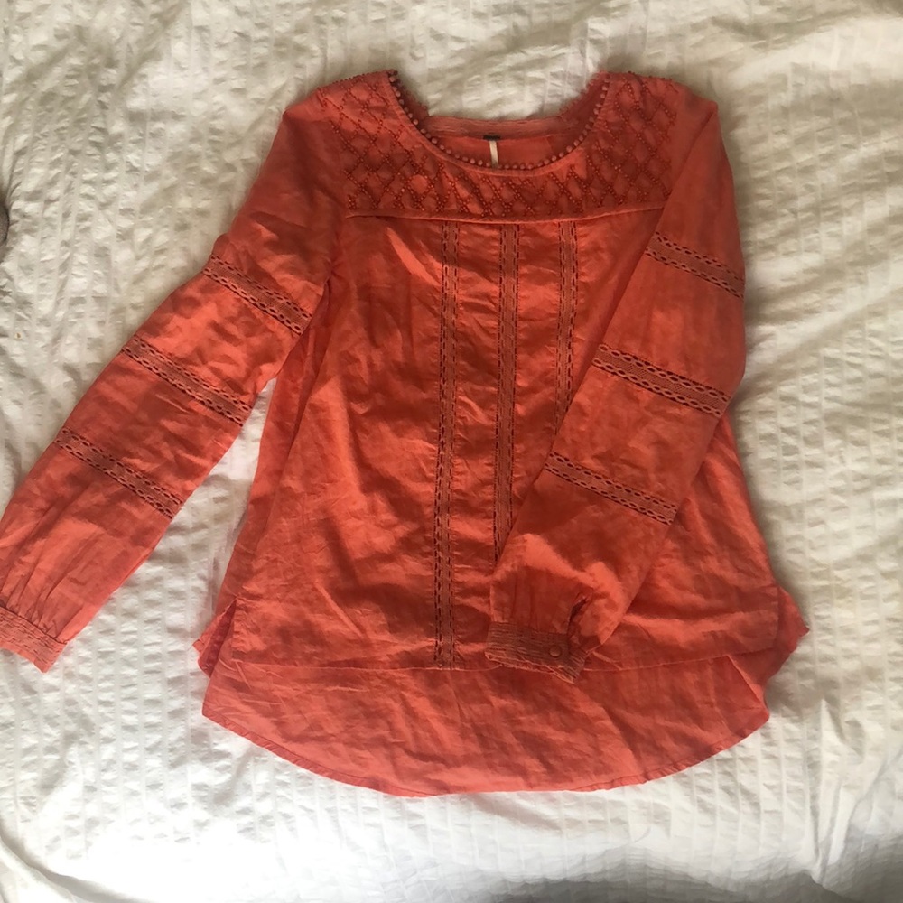Orange Linen Free People Tunic